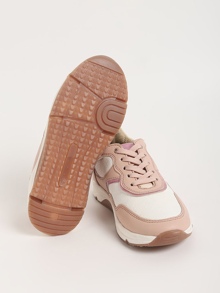 Yellow Pink Lace-Up Sneakers