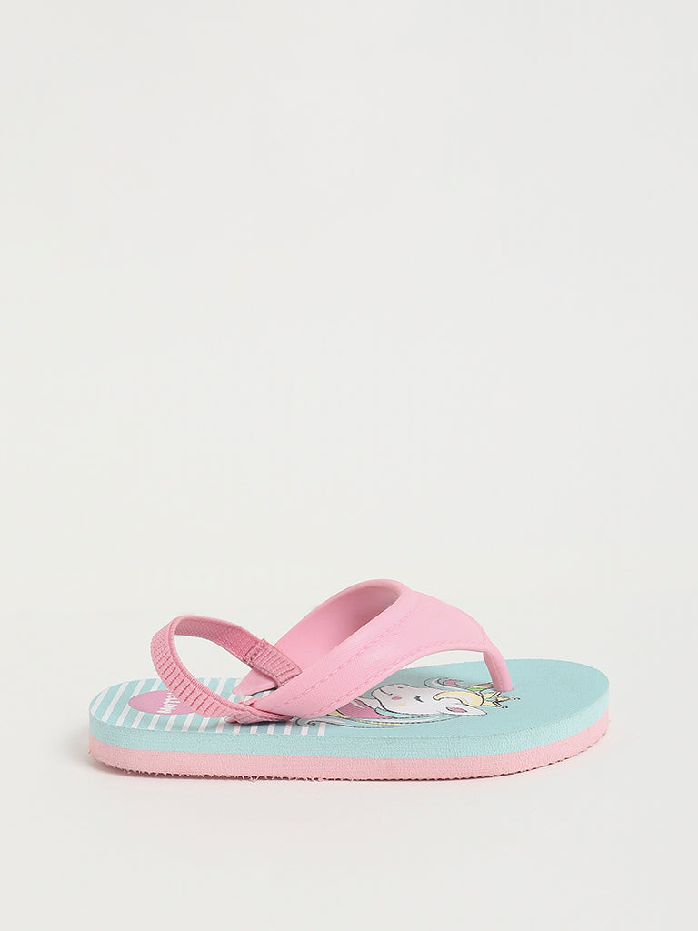 Yellow Pink & Blue Mermaid Flip-Flops