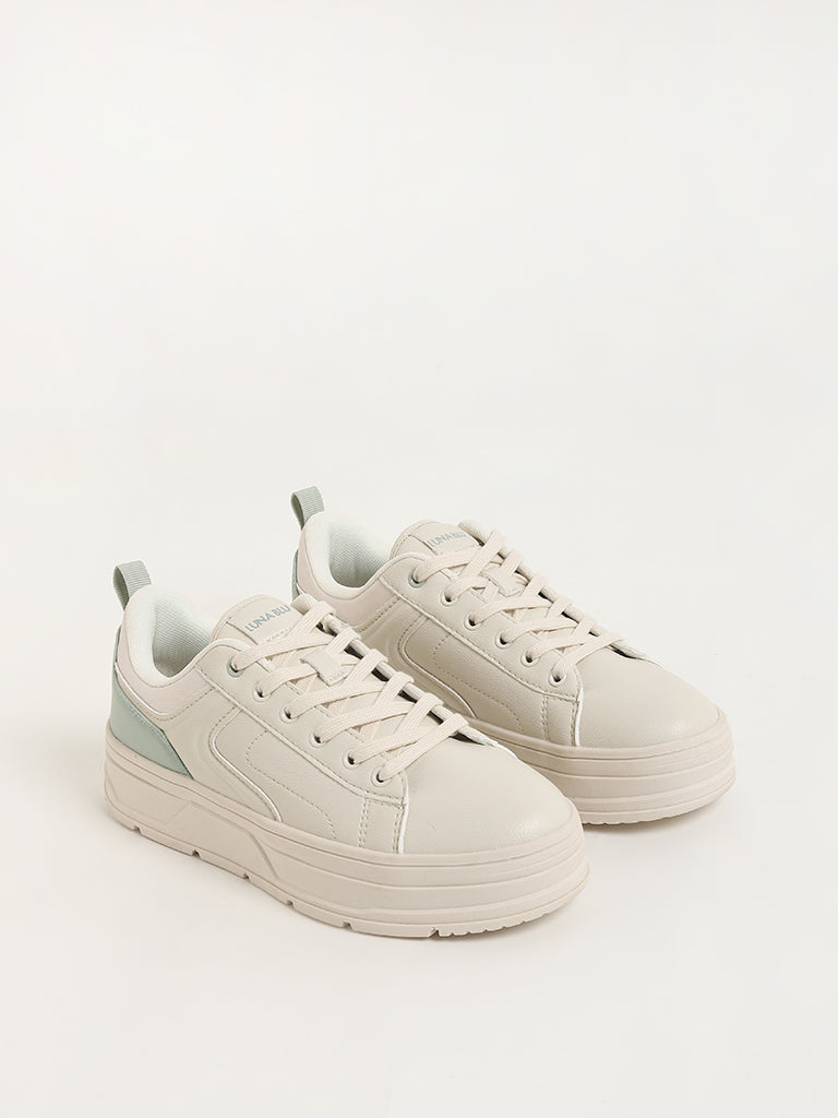 LUNA BLU Beige Block Sneakers