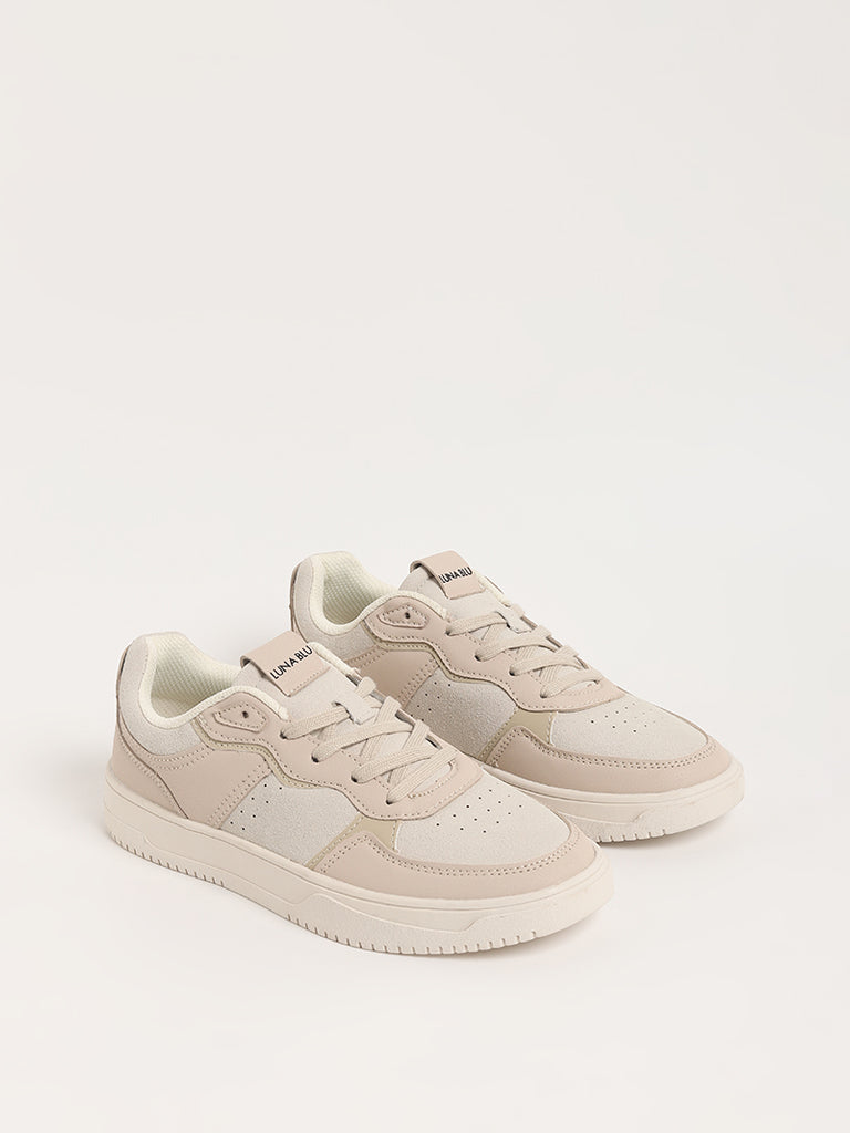 LUNA BLU Beige Lace-Up Sneakers