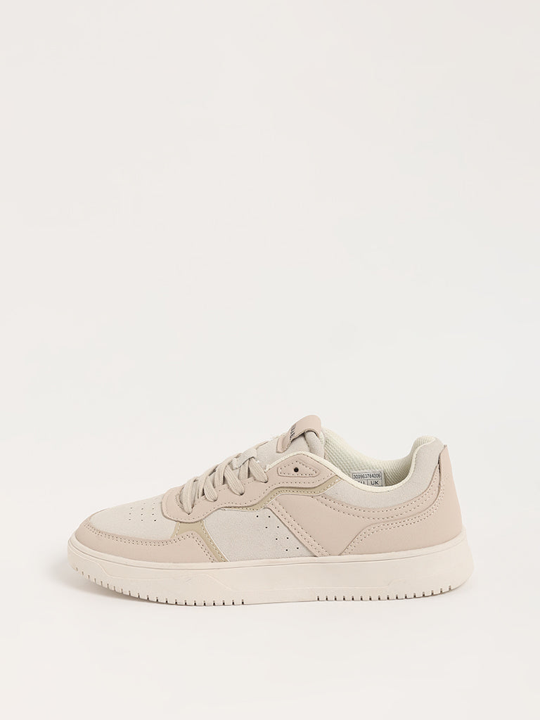 LUNA BLU Beige Lace-Up Sneakers