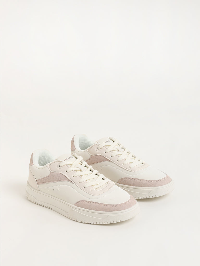 LUNA BLU Beige Lace-Up Sneakers