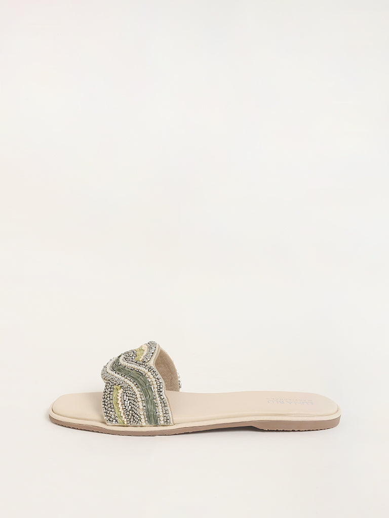 LUNA BLU Green Beaded Sandals