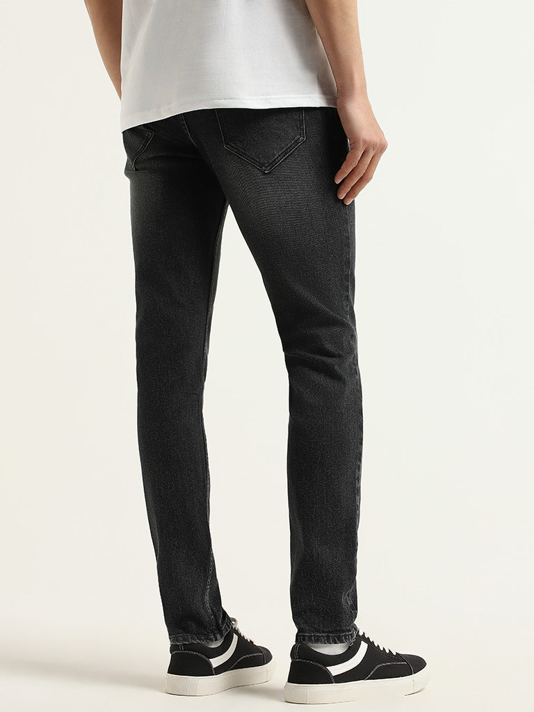 WES Casuals Black Relaxed Fit Mid Rise Jeans