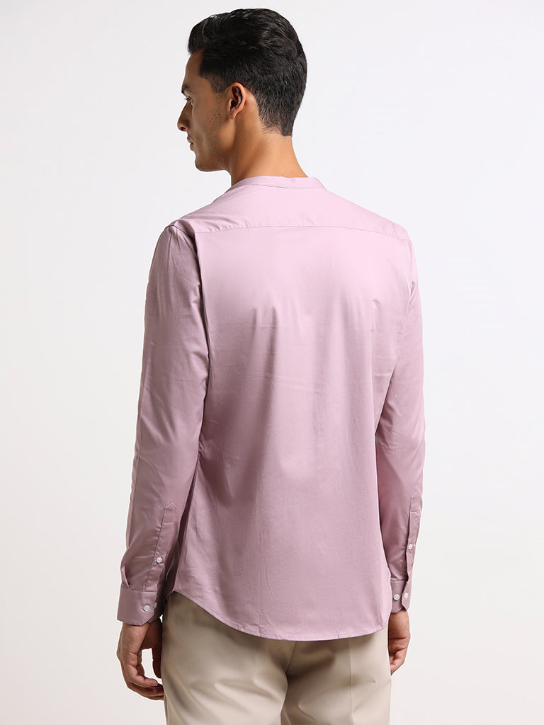 WES Formals Pink Cotton Blend Granddad Shirt