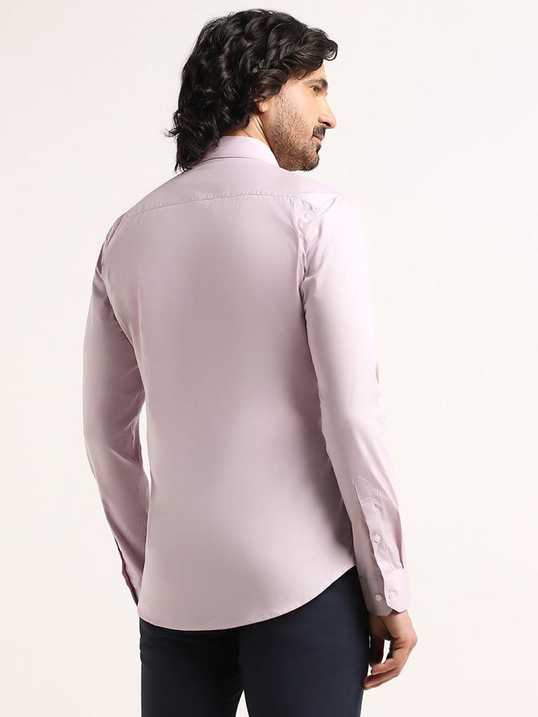 WES Formals Light Lilac Cotton Ultra Slim Fit Shirt