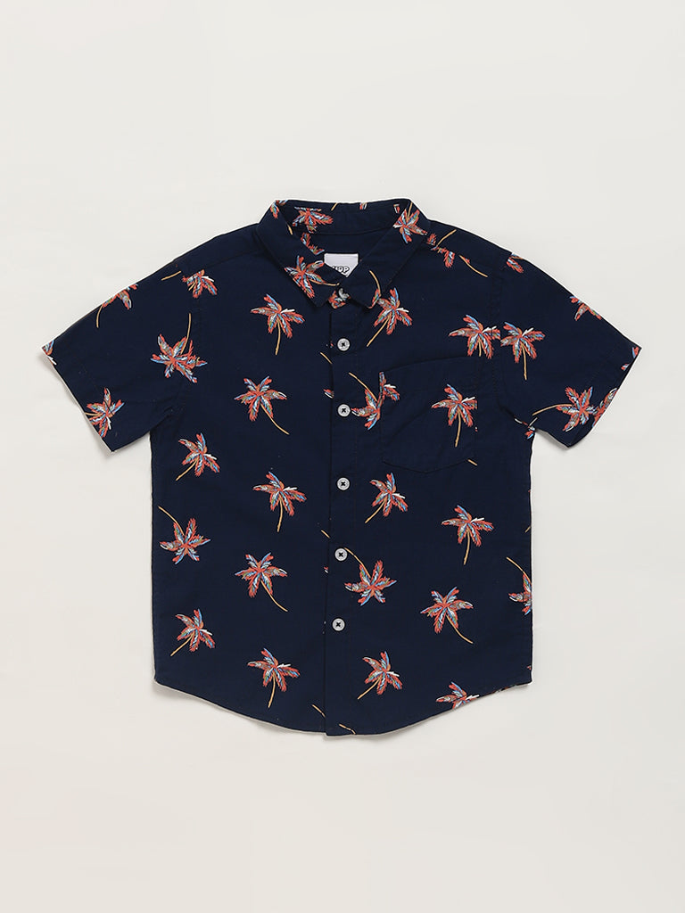 HOP Kids Navy Printed Shirt