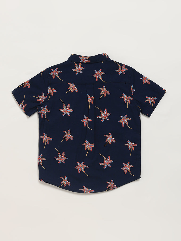 HOP Kids Navy Printed Shirt