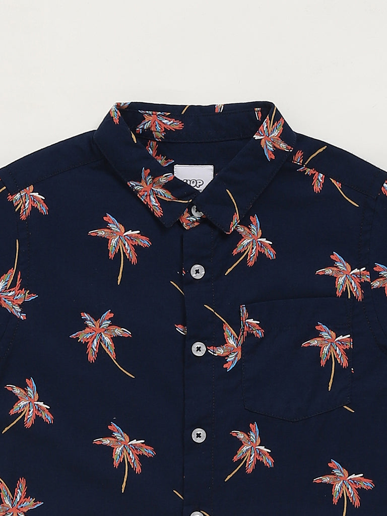 HOP Kids Navy Printed Shirt