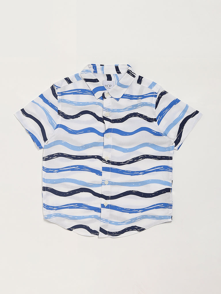 HOP Kids Wavy Printed White Shirt