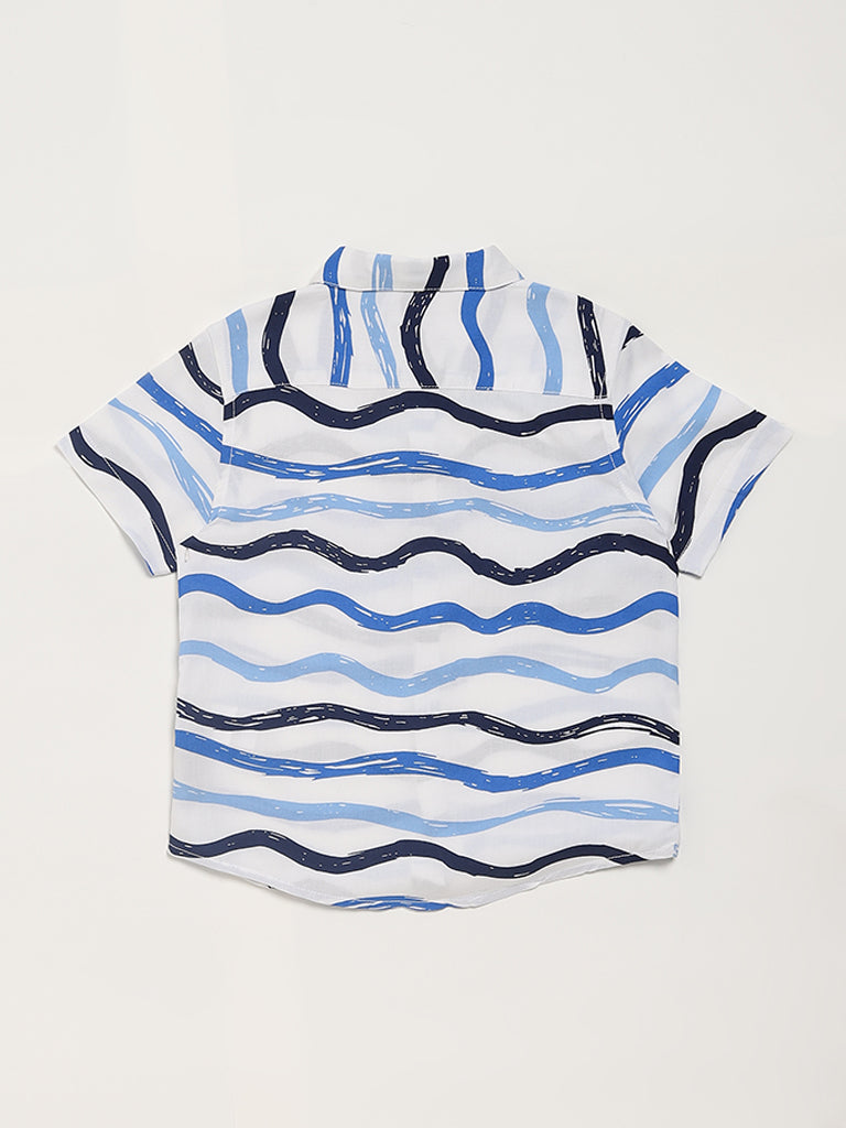 HOP Kids Wavy Printed White Shirt