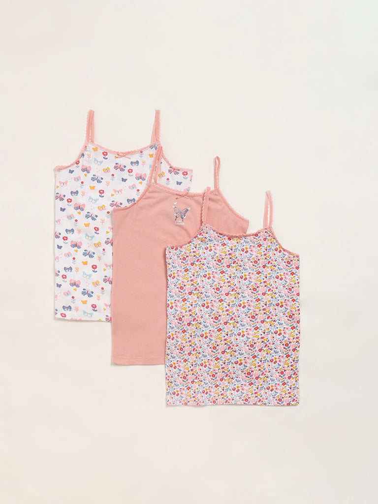 Y&F Kids Multicolor Printed Camisoles - Pack of 3