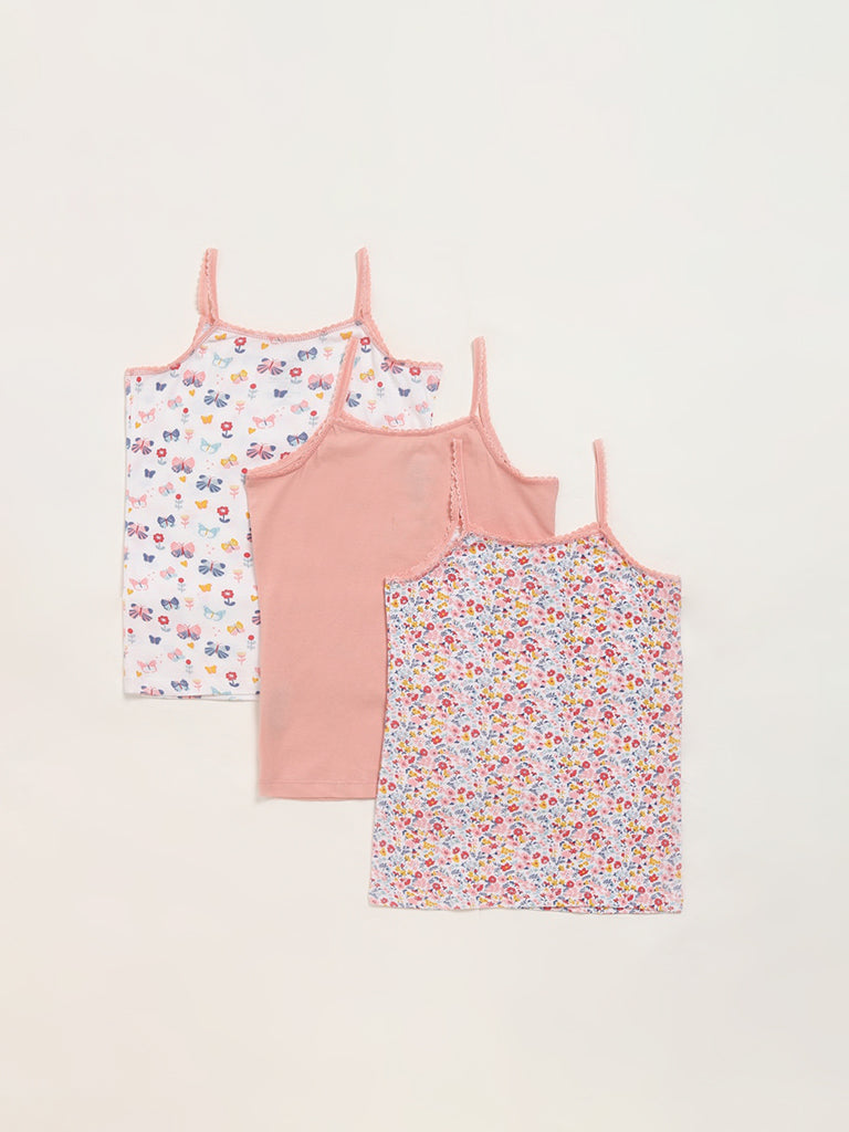 Y&F Kids Multicolor Printed Camisoles - Pack of 3