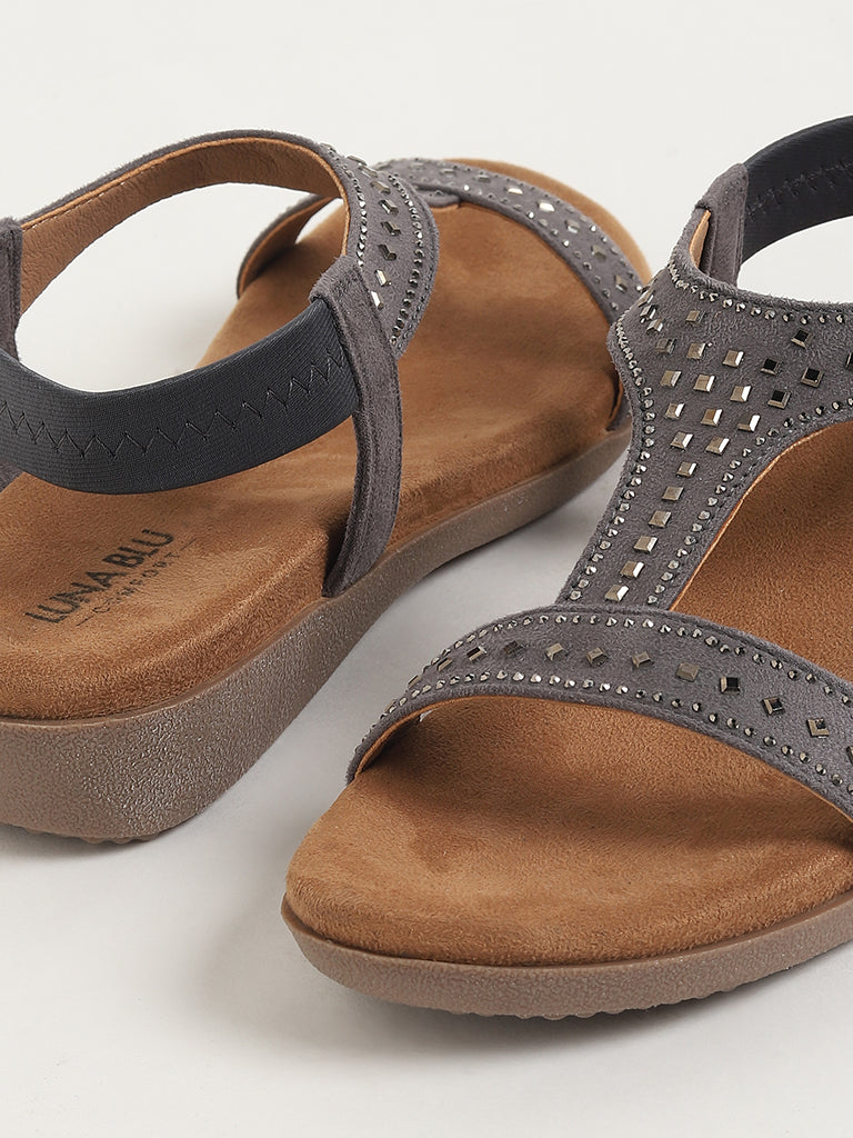 LUNA BLU Grey Studded Sandals