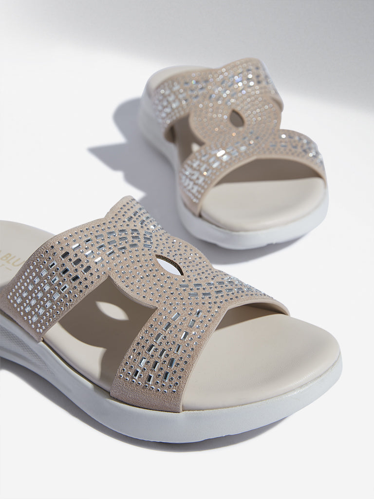 LUNA BLU Ivory Embellished Comfort Sandals