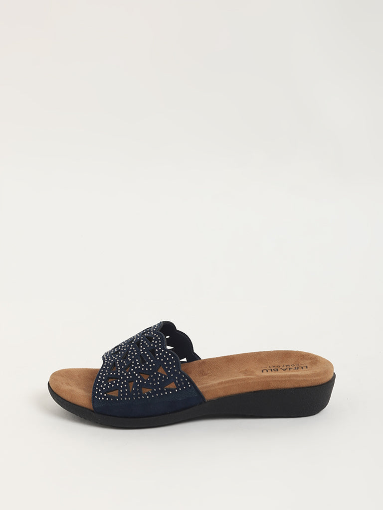 LUNA BLU Blue Studded Sandals