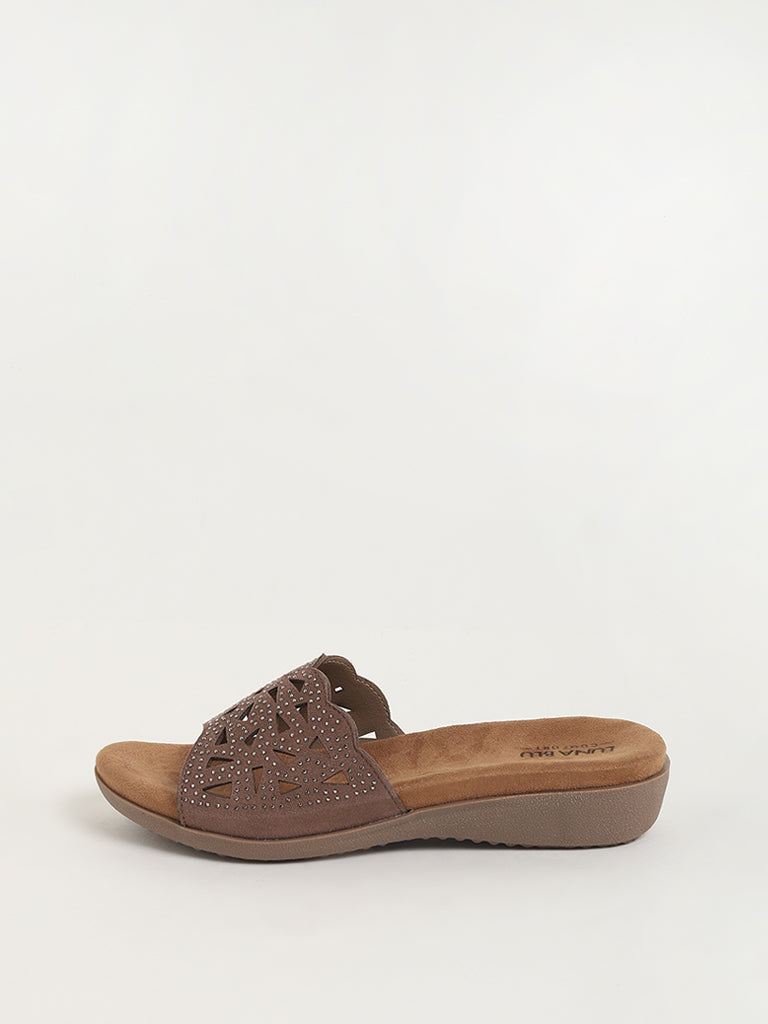 LUNA BLU Brown Studded Sandals