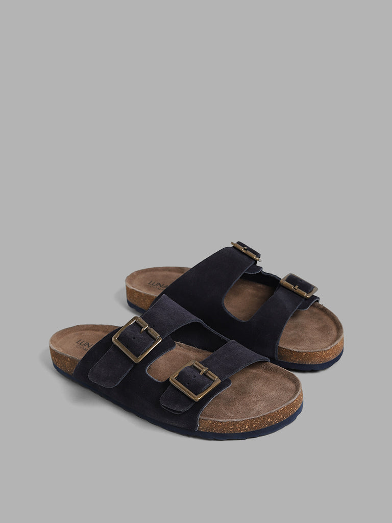 LUNA BLU Navy Double Band Comfort Sandals