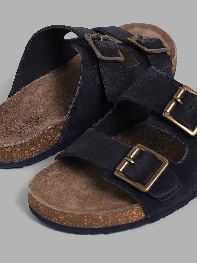 LUNA BLU Navy Double Band Comfort Sandals