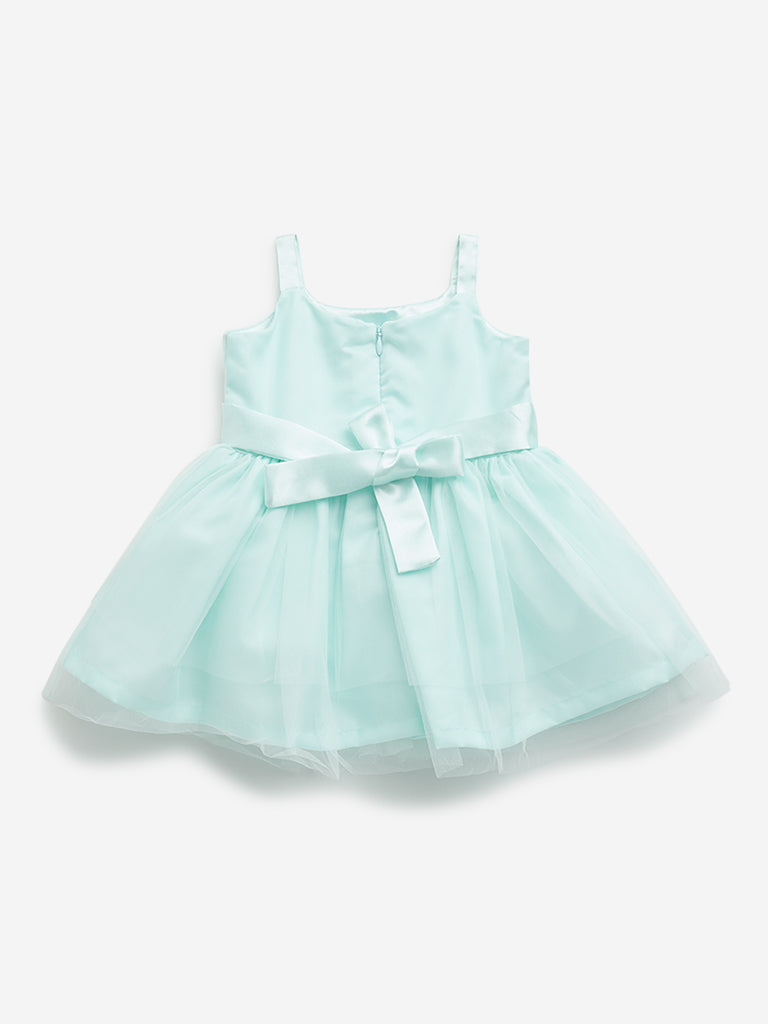 HOP Baby Mint Bow-Detailed A-Line Dress