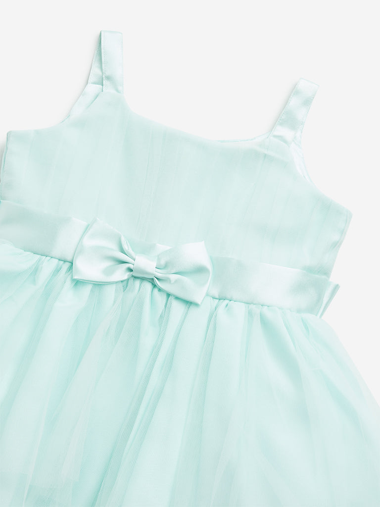 HOP Baby Mint Bow-Detailed A-Line Dress