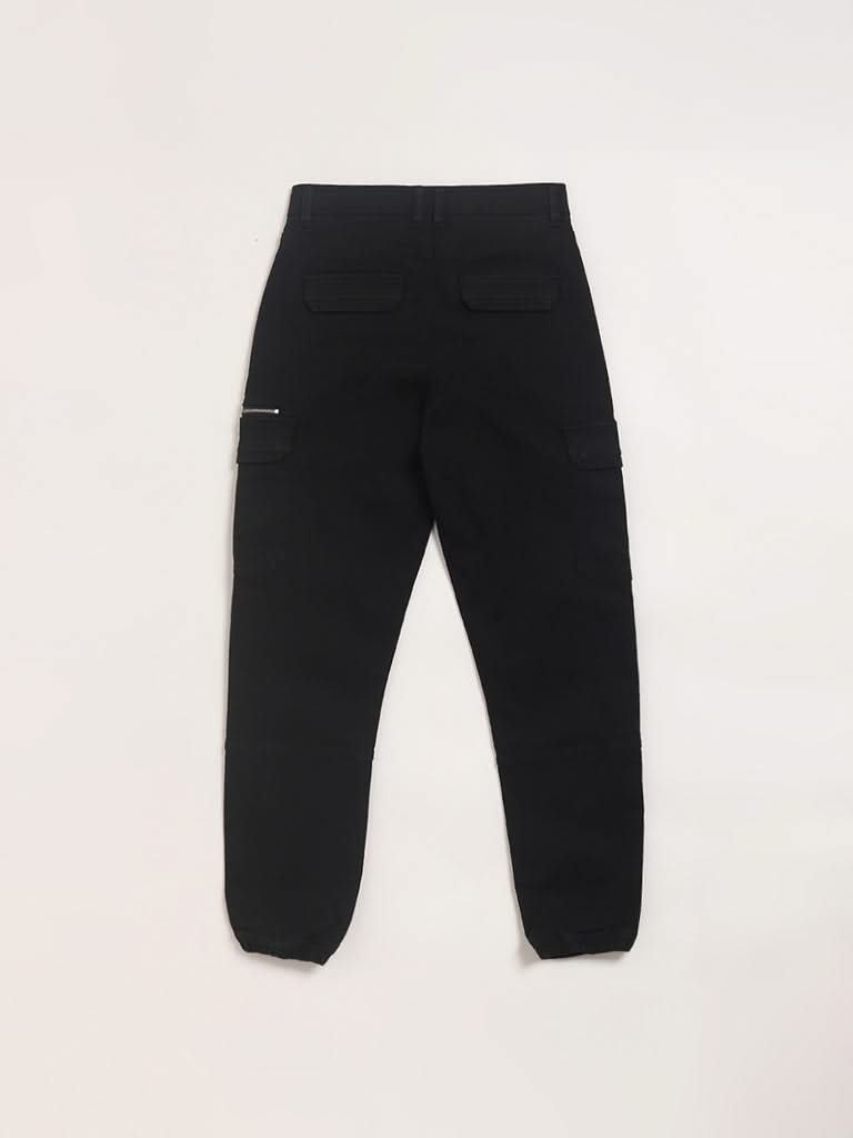 Y&F Kids Black Cargo Joggers