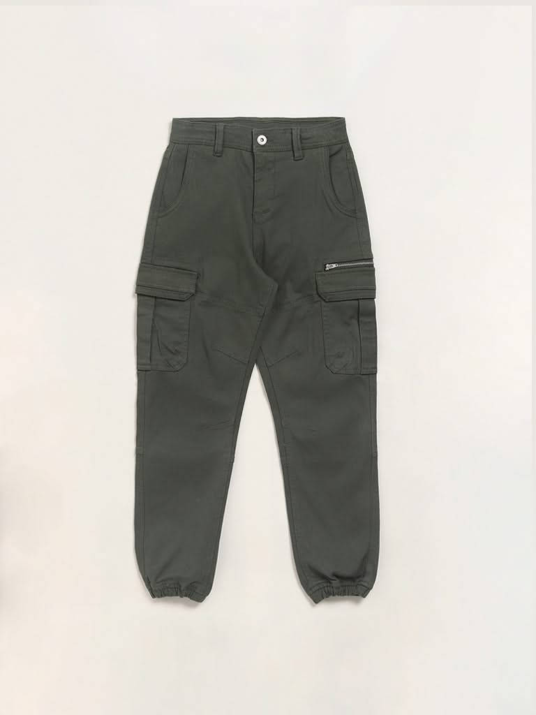 Y&F Kids Olive Cargo Joggers