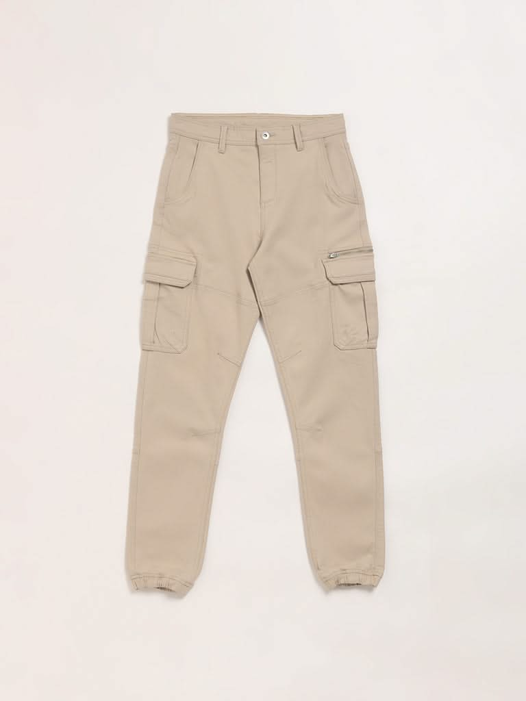 Y&F Kids Beige Cargo Joggers