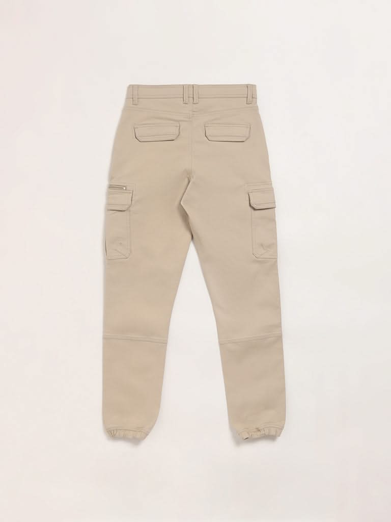 Y&F Kids Beige Cargo Joggers