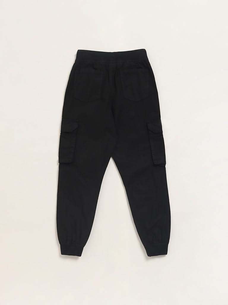 Y&F Kids Black Cargo Joggers