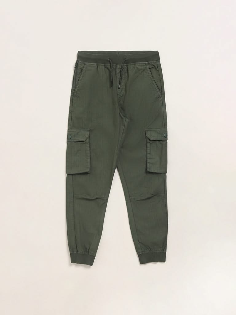 Y&F Kids Olive Cargo Joggers