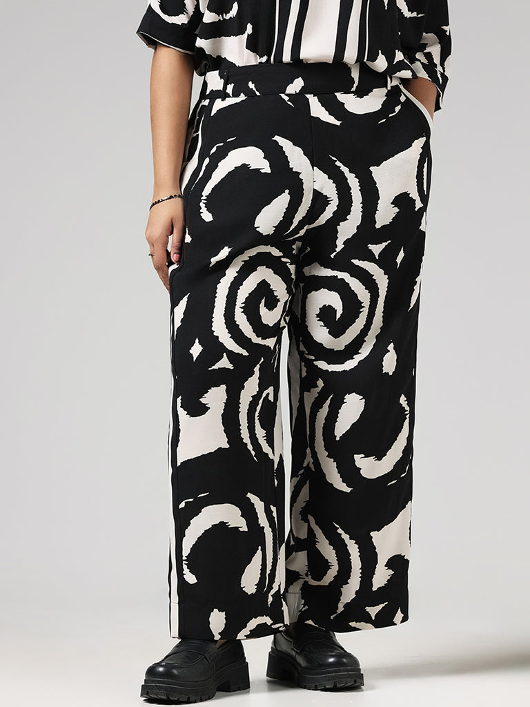 Gia Black Printed Wide Leg Pants