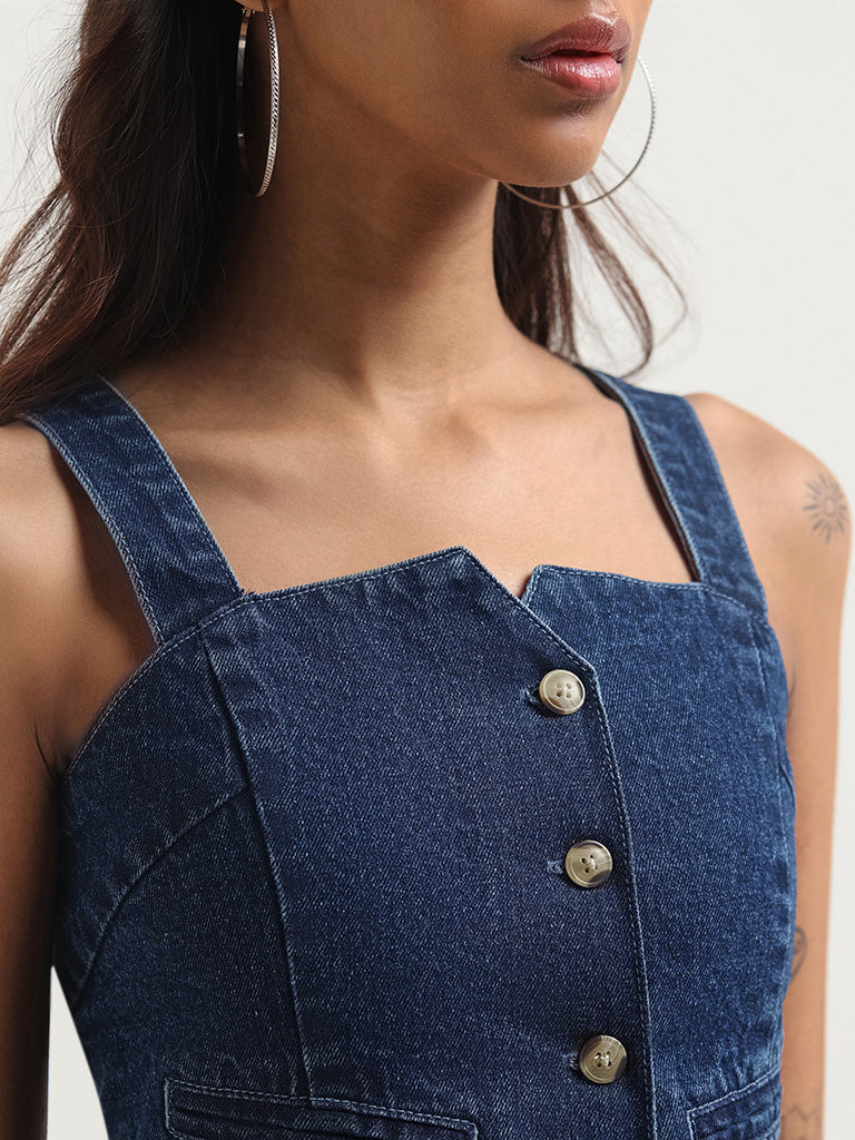 Nuon Dark Blue Denim Top