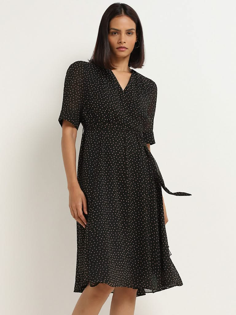 Wardrobe Black Polka-Dotted Dress