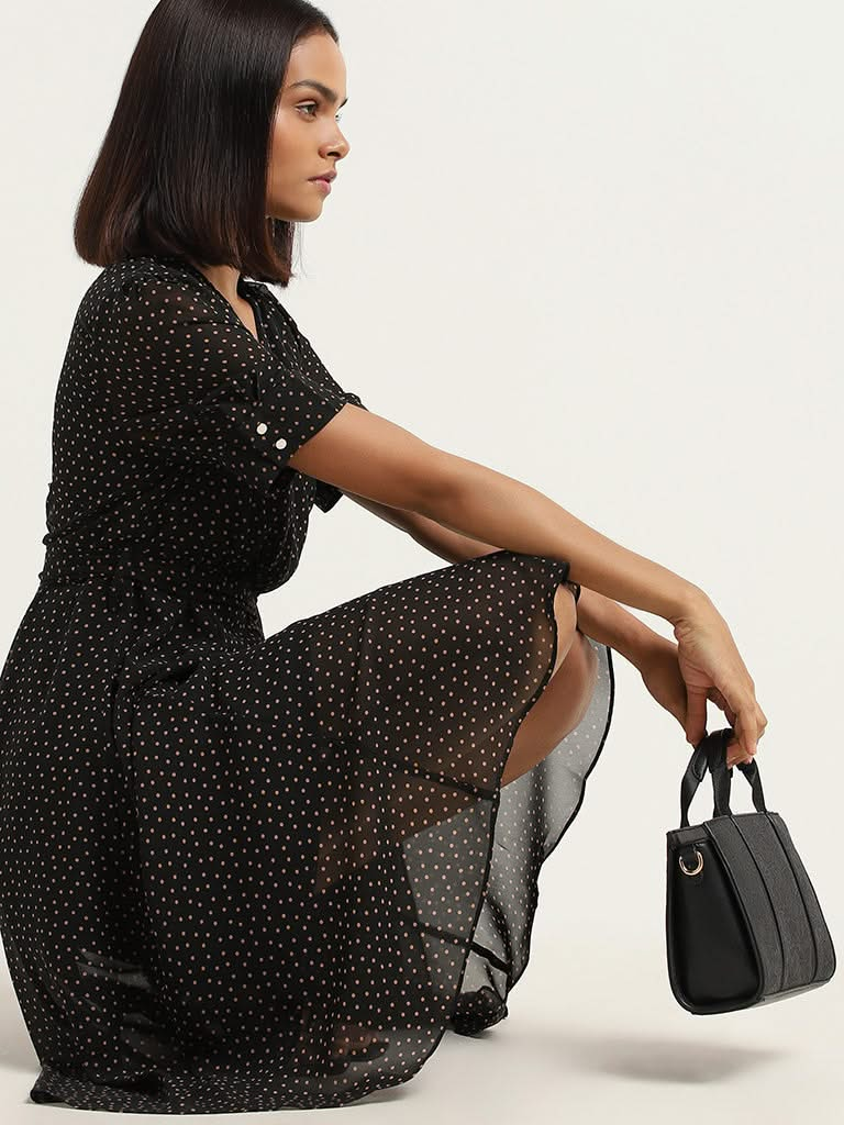 Wardrobe Black Polka-Dotted Dress