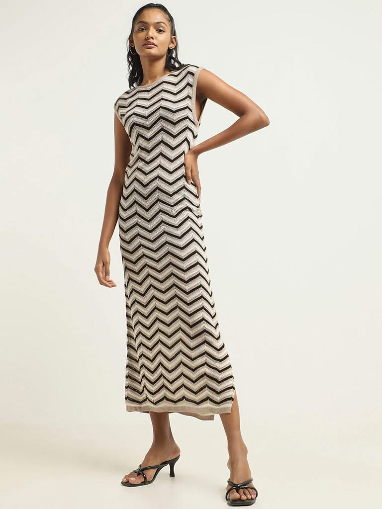 LOV Multicolor Chevron Patterned Dress