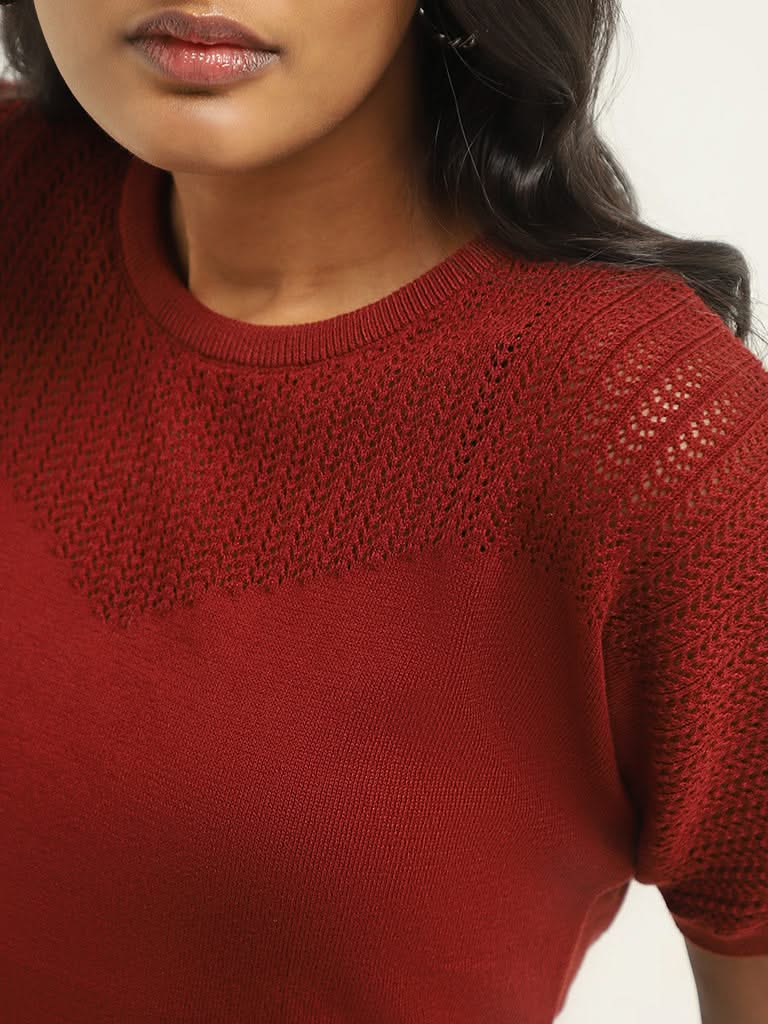 LOV Red Knitted Top