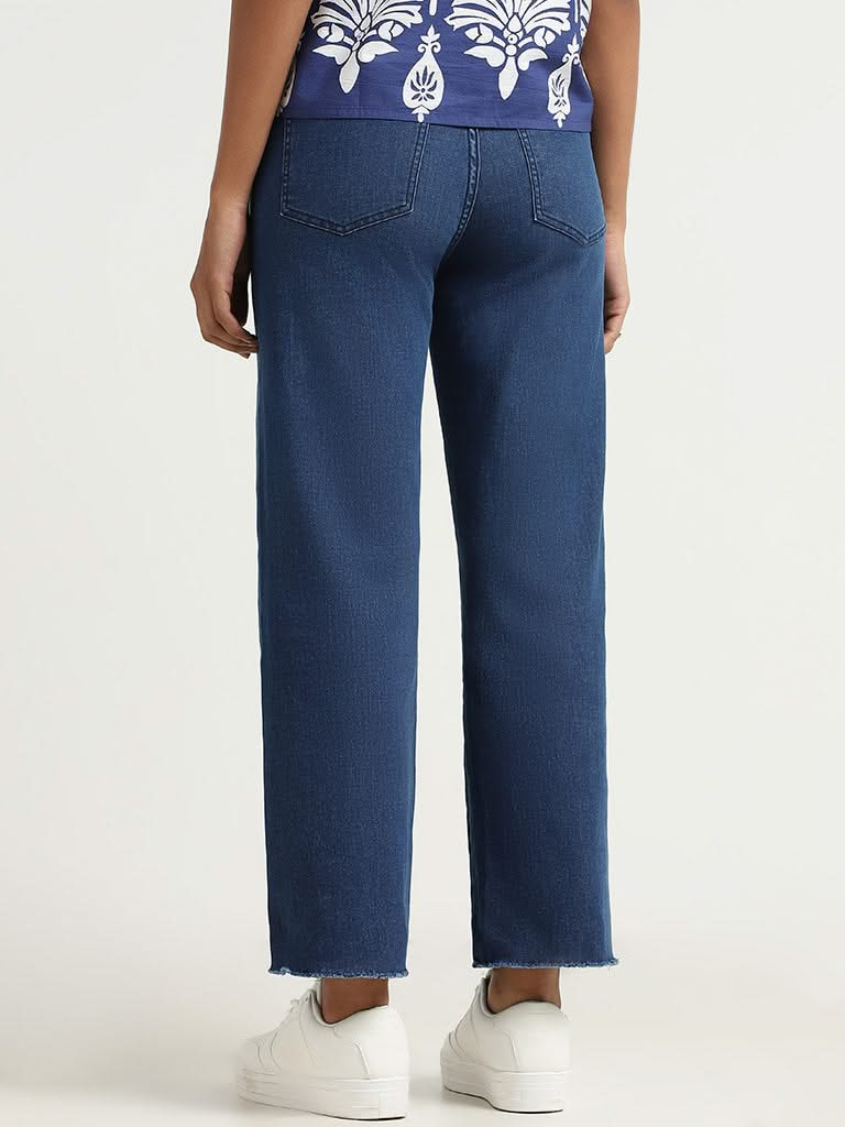 LOV Dark Blue Wide Leg - Fit Mid - Rise Jeans