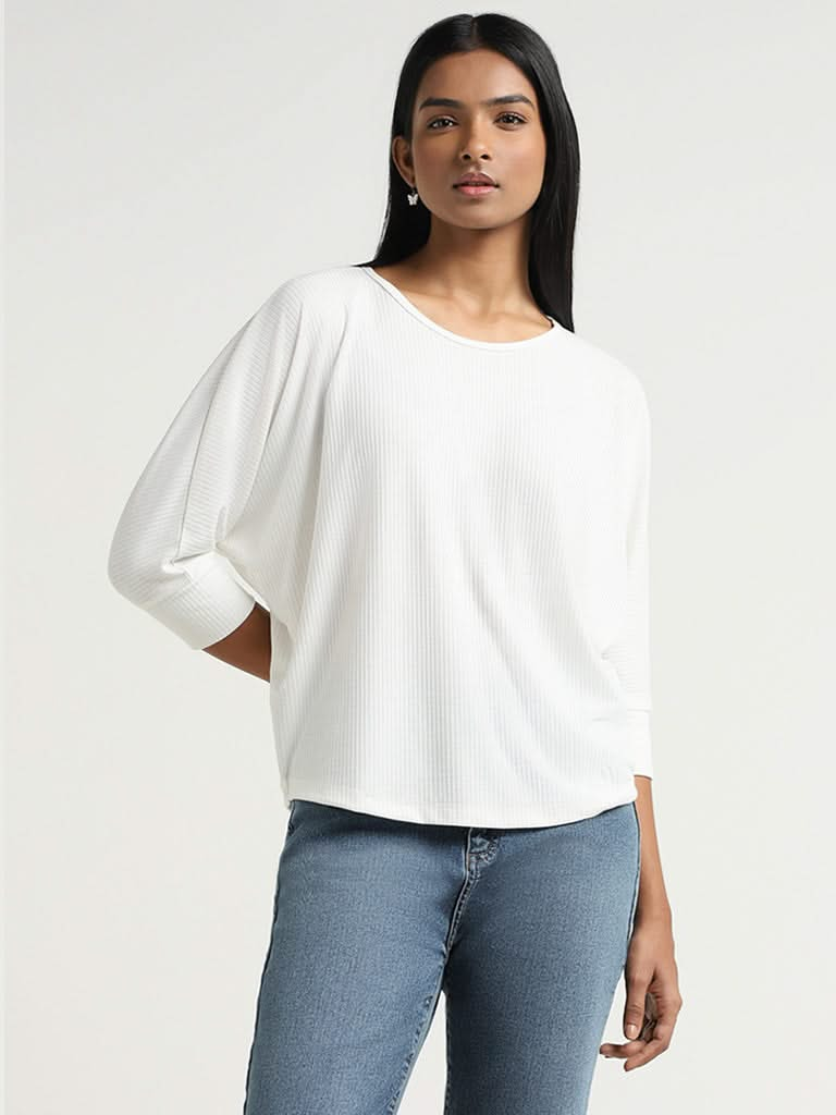 LOV White Ribbed T-Shirt