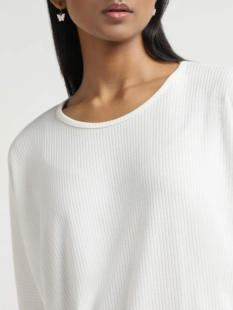 LOV White Ribbed T-Shirt