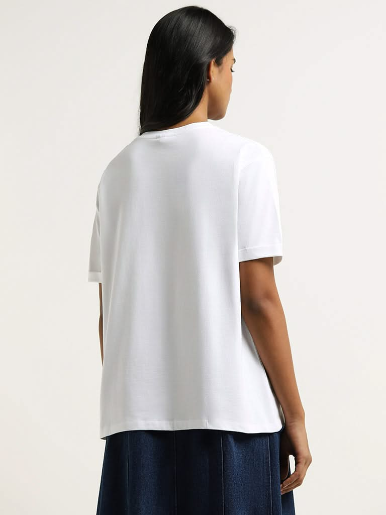 LOV White Embellished Cotton T-Shirt