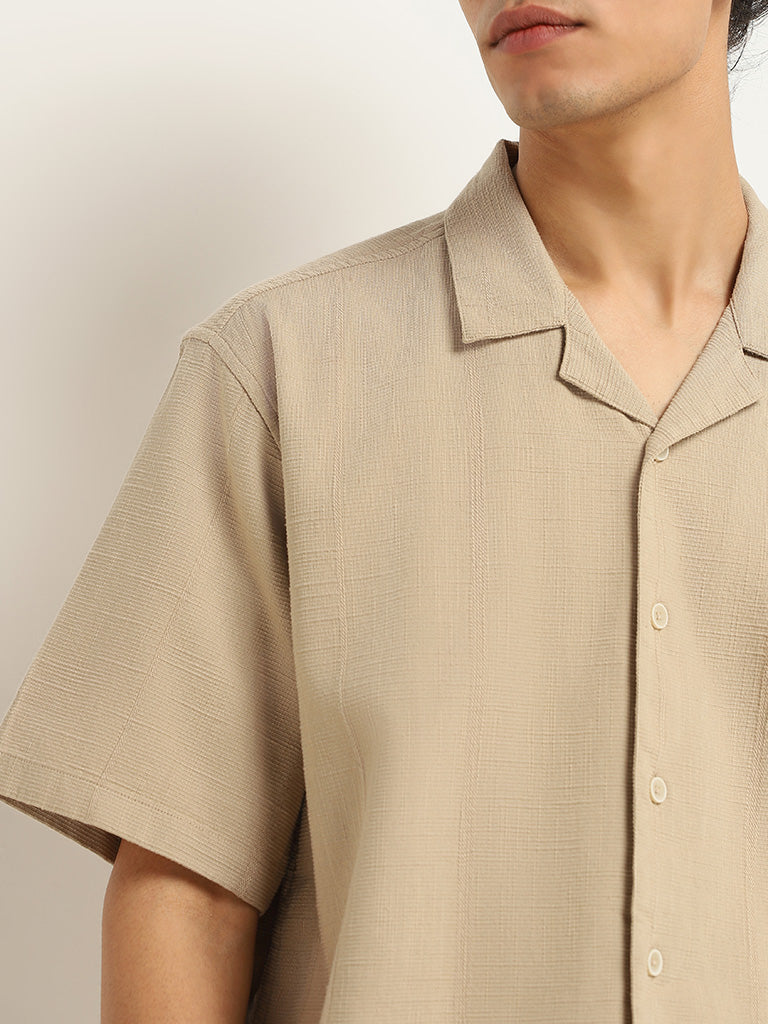 ETA Beige Cotton Relaxed Fit Shirt