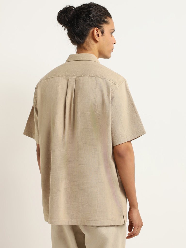 ETA Beige Cotton Relaxed Fit Shirt