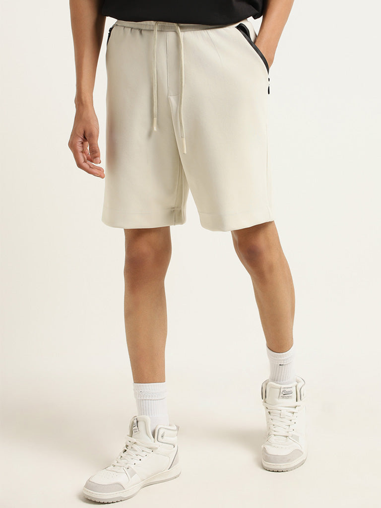 Studiofit Off White Relaxed Fit Shorts