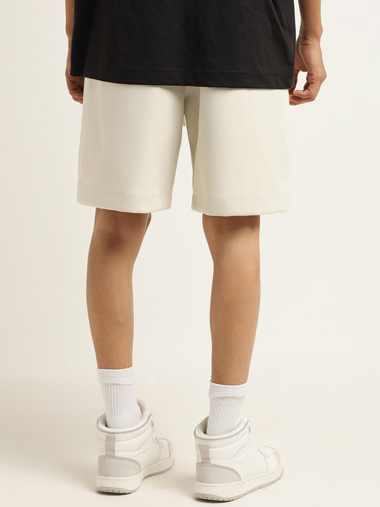 Studiofit Off White Relaxed Fit Shorts