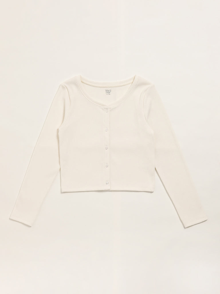 Y&F Kids White Ribbed Top