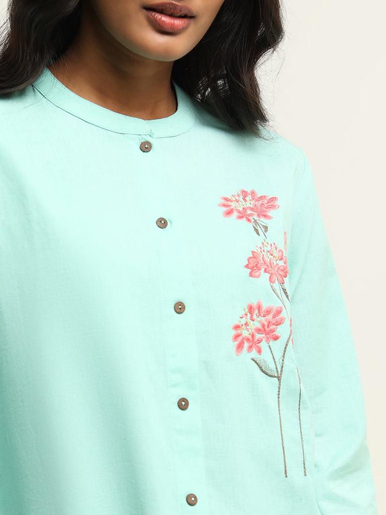 Utsa Light Aqua Embroidered Kurta