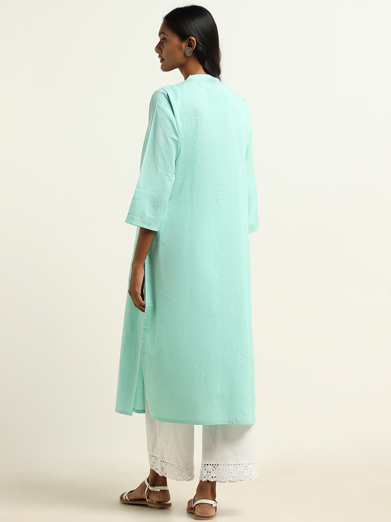 Utsa Light Aqua Embroidered Kurta