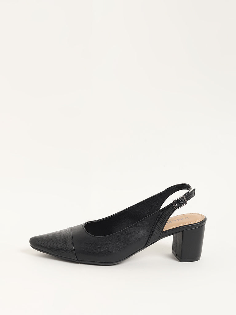 LUNA BLU Black Block Heel Mules