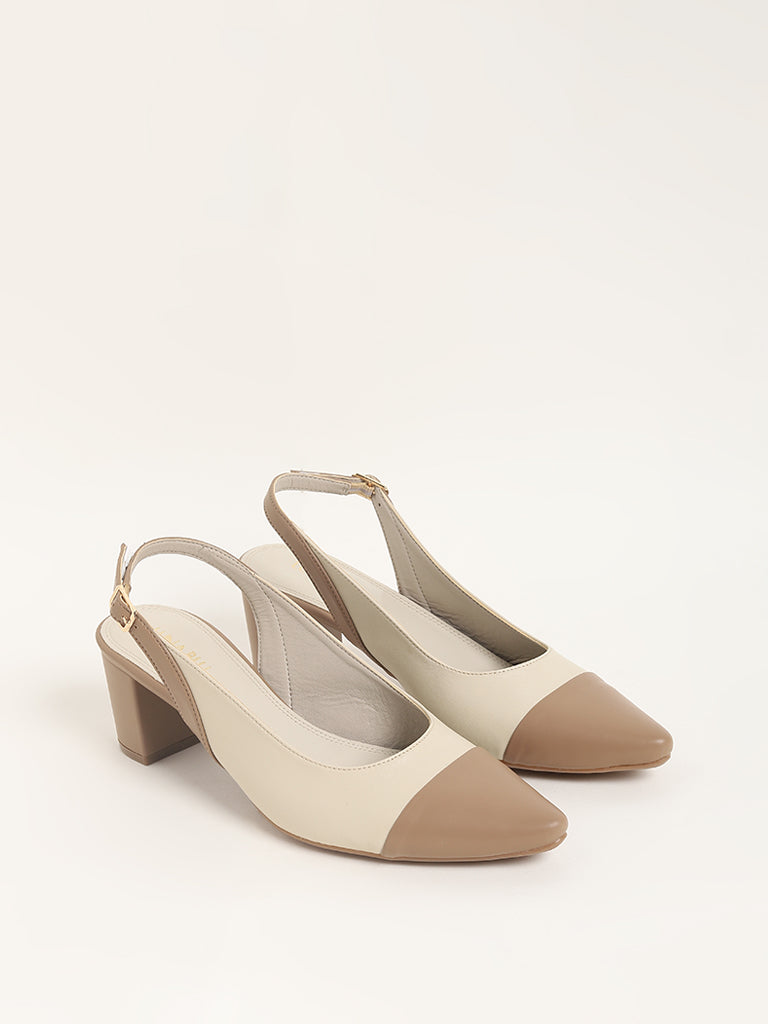 LUNA BLU Ivory Block Heel Mules